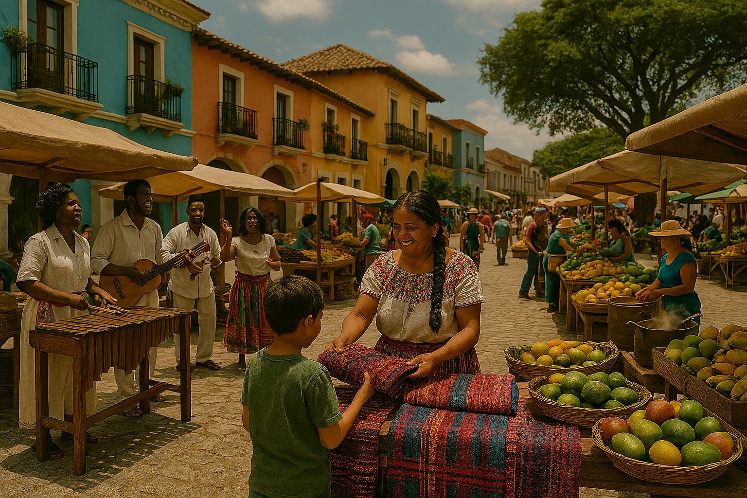 Un mercado comunitario animado